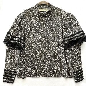 Recollections XL Edwardian Steampunk Victorian Reenactment Floral Puff Lace Top